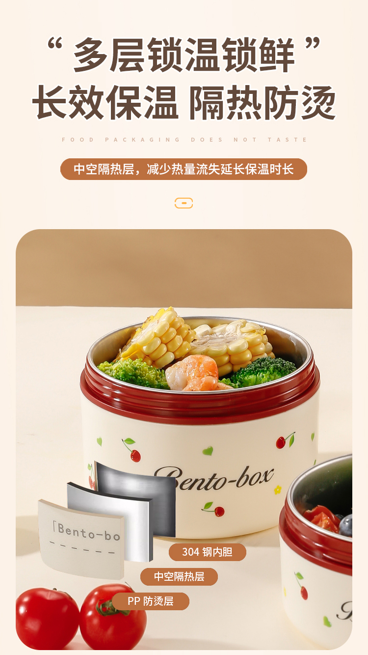 玻璃饭盒真空保温提锅食品级保鲜盒圆形饭盒套装详情6