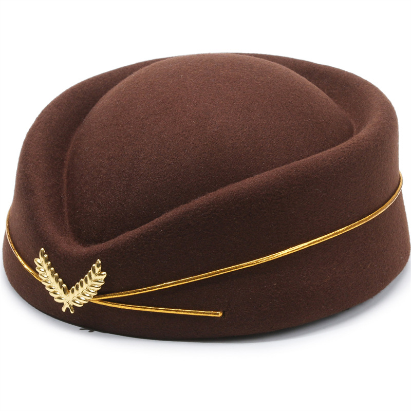 Woolen Beret flight attendant hats, military drum band stage performance hats, hotel front desk etiquette hats, high-speed rail hats, direct sales from the manufacturer, woolen shaped hats pic 11