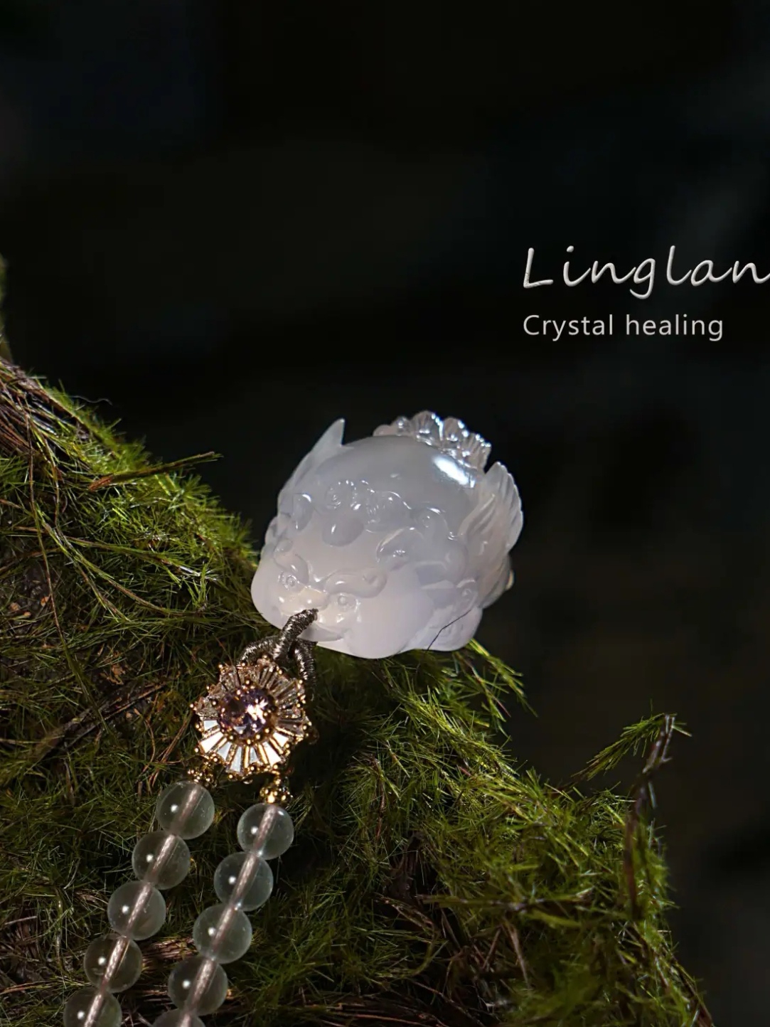 天然粉水晶貔貅吊坠