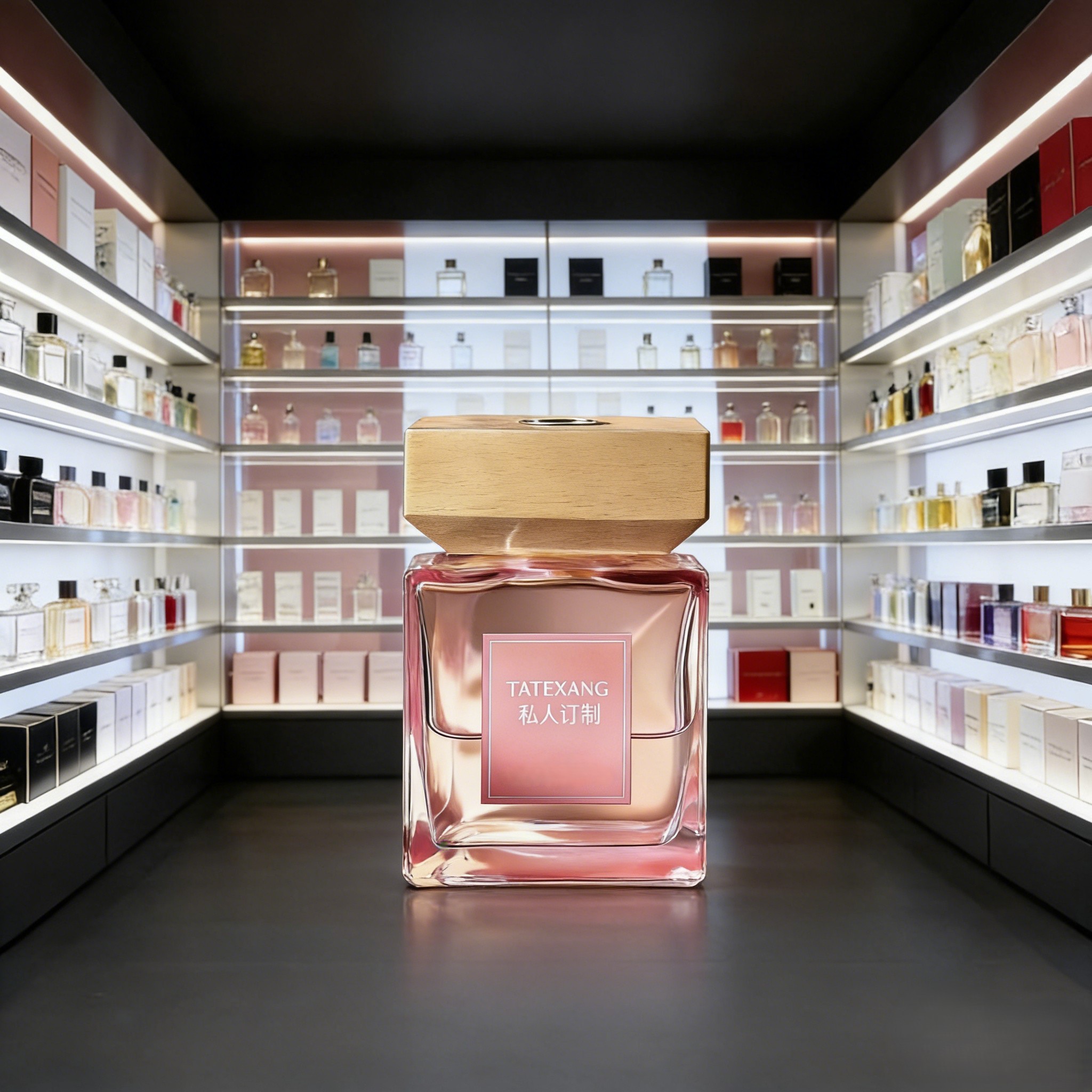 TATEXANG's high-end private customization personalized diffuser glass bottle with wooden cap, essential oil aroma diffuser Specification image