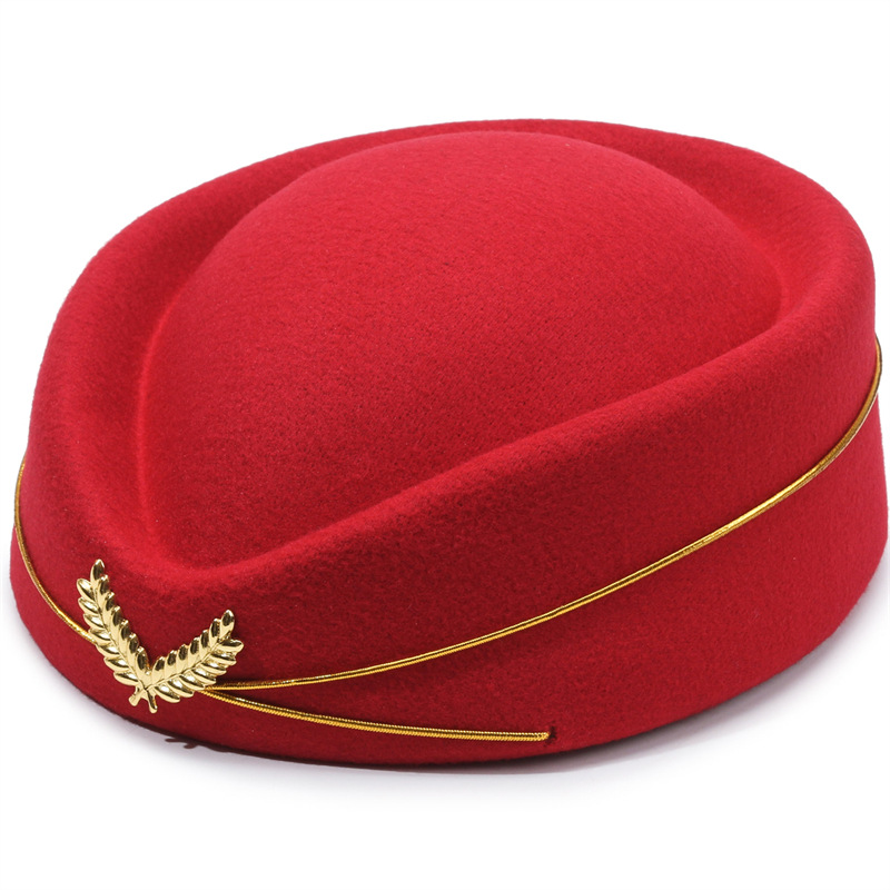 Woolen Beret flight attendant hats, military drum band stage performance hats, hotel front desk etiquette hats, high-speed rail hats, direct sales from the manufacturer, woolen shaped hats pic 14