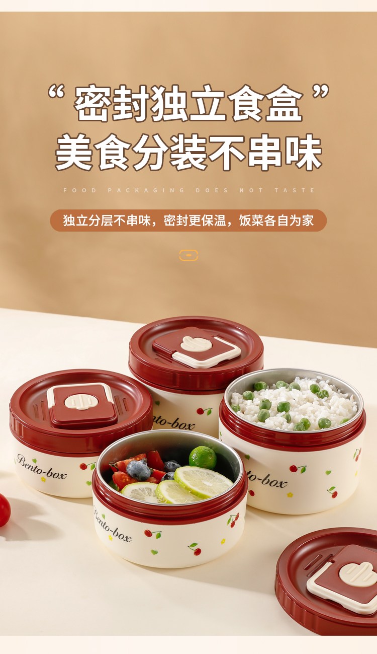 玻璃饭盒真空保温提锅食品级保鲜盒圆形饭盒套装详情5