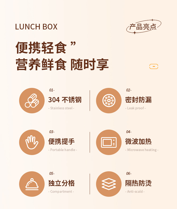 玻璃饭盒真空保温提锅食品级保鲜盒圆形饭盒套装详情2