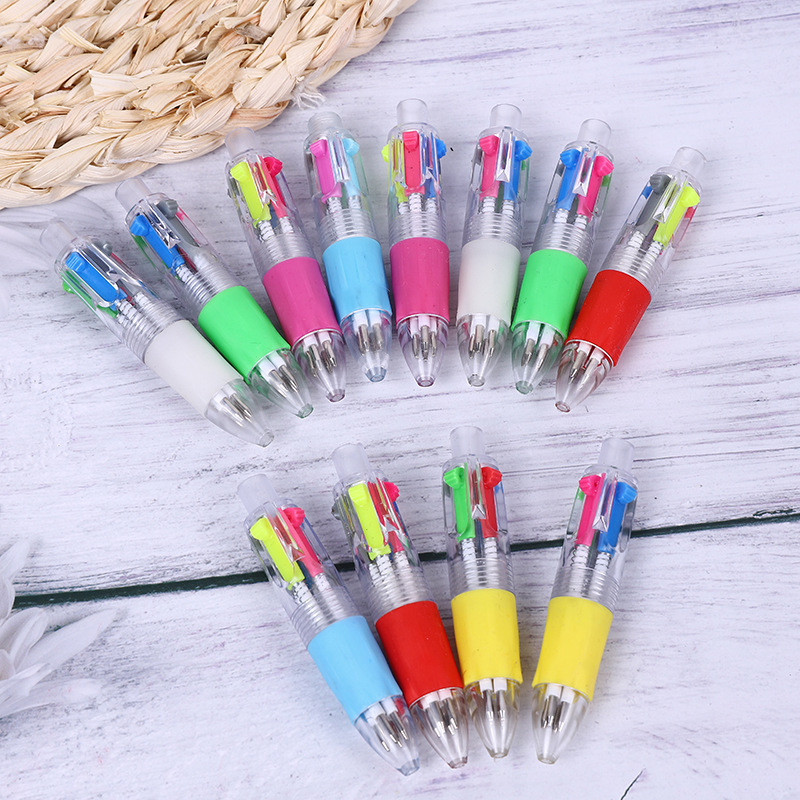 Ballpoint pens, multi-color ballpoint pens, four-color ballpoint pens, animal cartoon heads, four-color ballpoint pens, multi-color girl press ballpoint pens, cute animal heads, and ballpoint pen wholesale Specification drawing