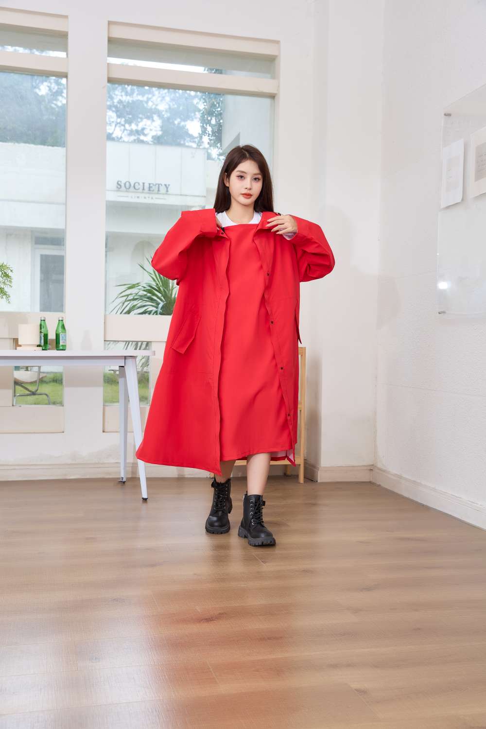 长款时尚雨衣塔斯隆覆膜面料多巴胺色系四色现货雨衣详情图7