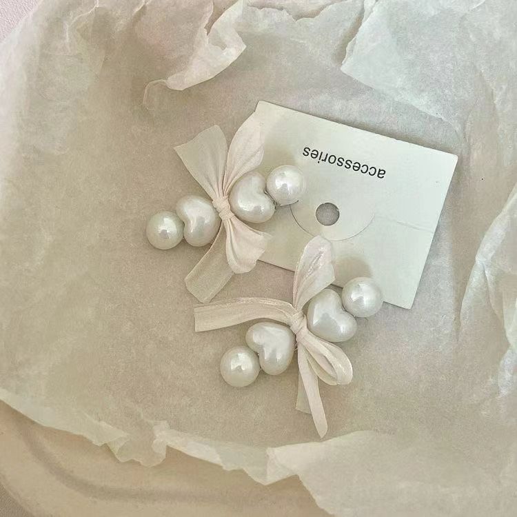 发夹，珍珠蝴蝶结发夹