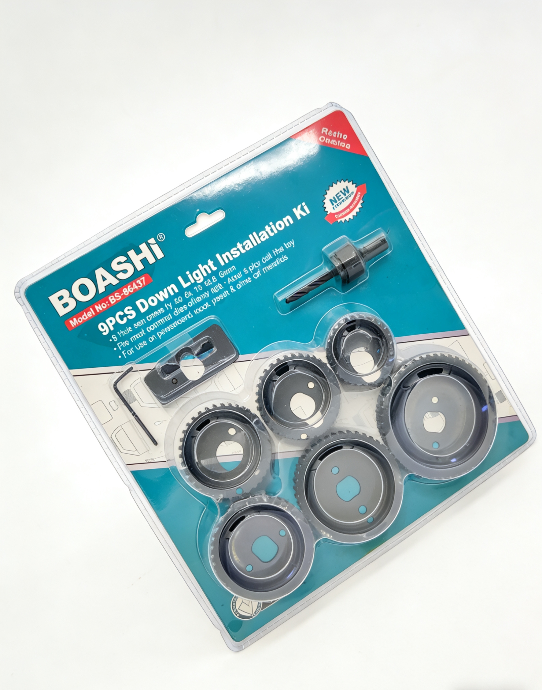 The 9-piece BOASHI hole opener hardware tool set is sturdy and durable details Picture