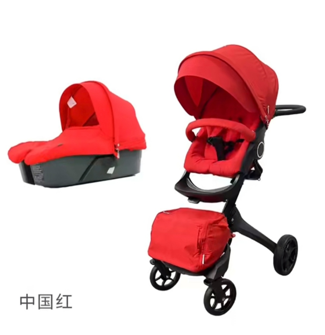 Baby stroller with sleeping basket, two-in-one stroller, seat adjustable height and direction, with mother's bag Application Scenario