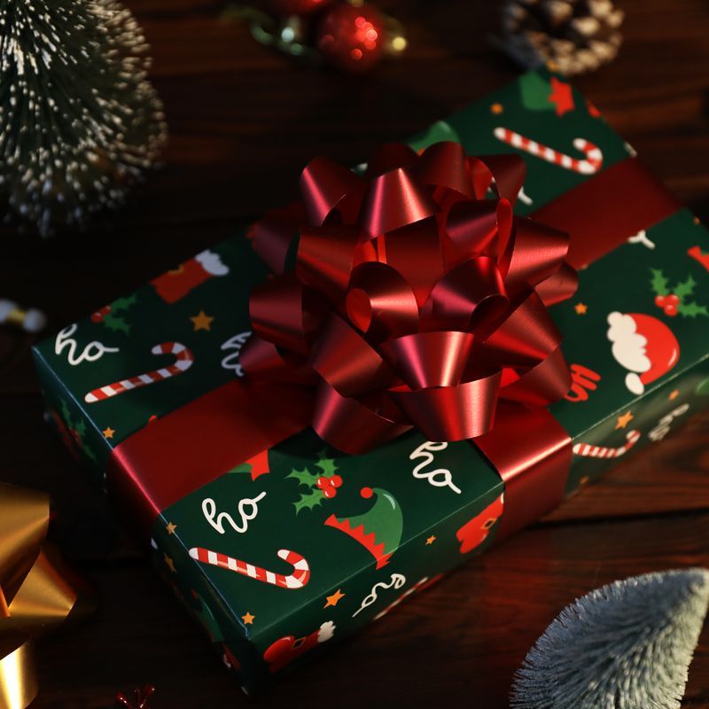 Matte three-dimensional super large star flower gift, latte art bow, Christmas and New Year festive gift box, ball flower detail image 4