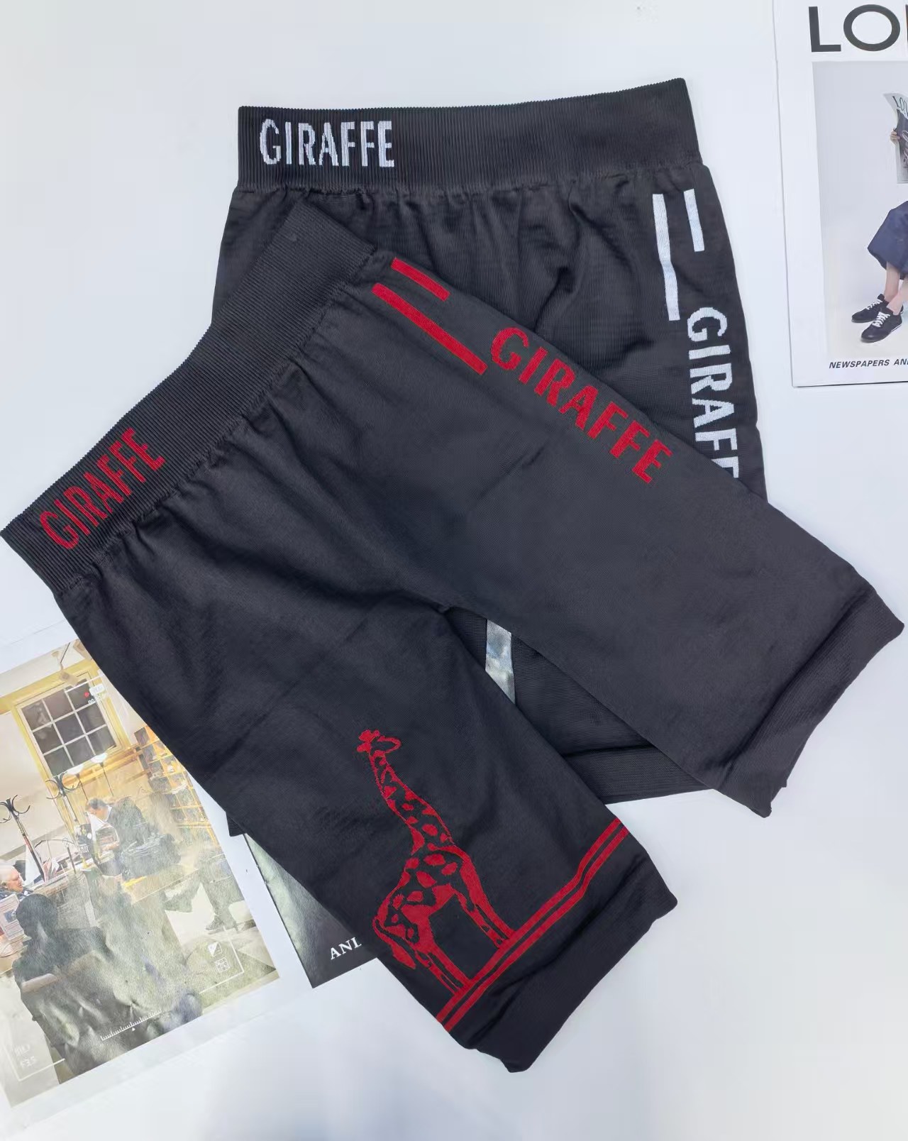 562# Leggings for export to the Middle East and Africa, men's leggings in solid color, contrasting color, letter print, QNI Specification drawing