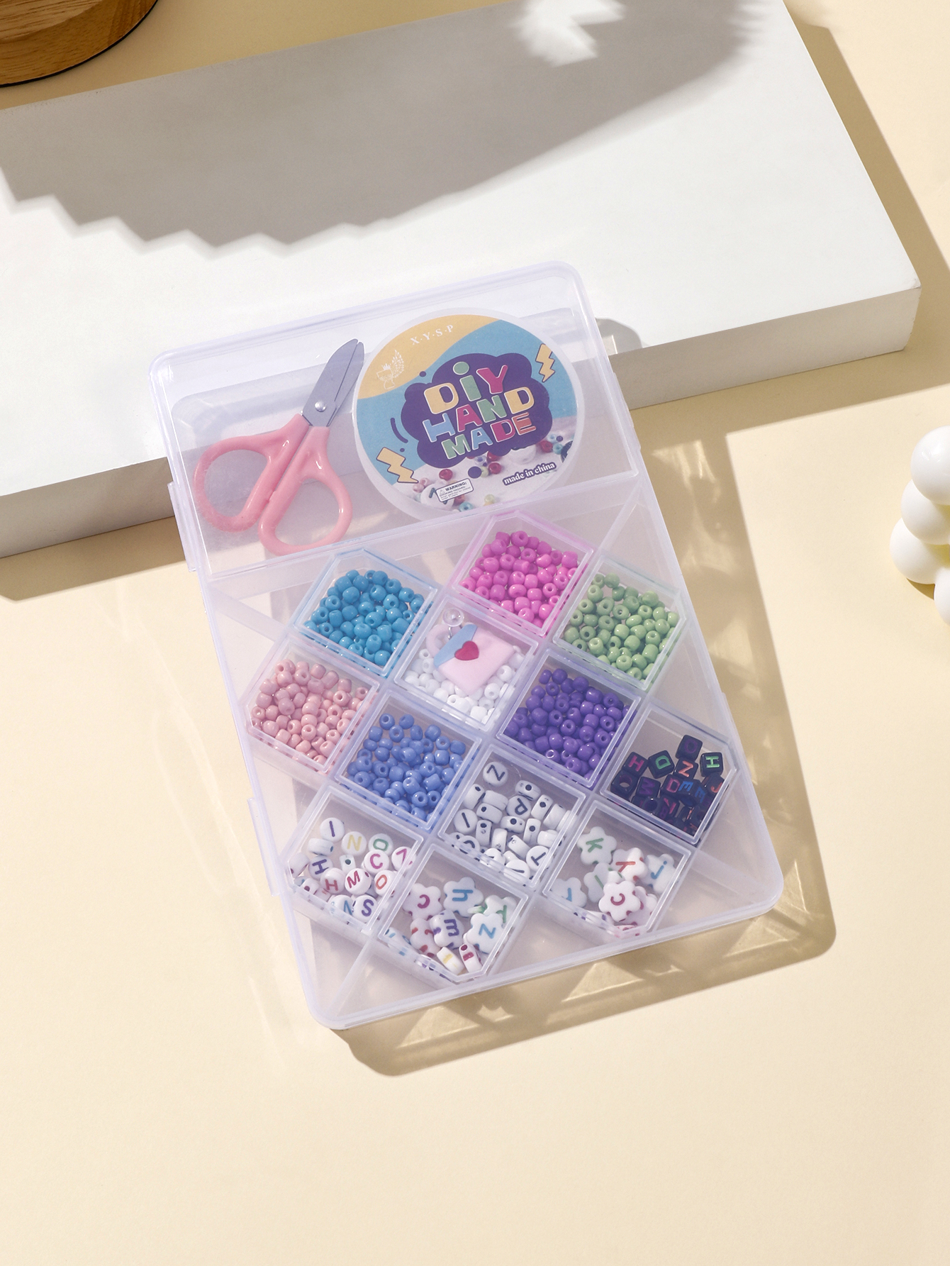 Beaded beads, children's toys, small accessories, bead sets, small cylindrical beads, creative DIY materials, bead sets, 13-grid bead sets, 2DIY details Picture