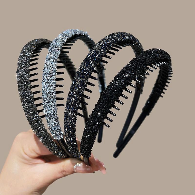 High-end headband, rhinestone, high skull, broken hair, hairpin, hair tie, headwear, French retro, toothed hairband, anti-slip face wash for women detail image 2