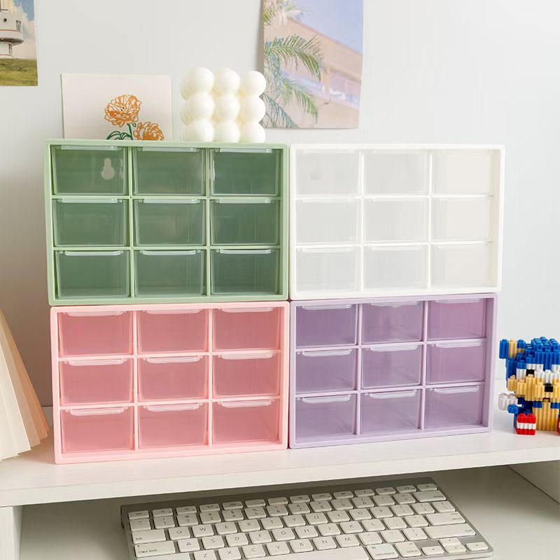 Nine-grid drawer cabinet, office storage, desktop file cabinet, figurine storage box details Picture