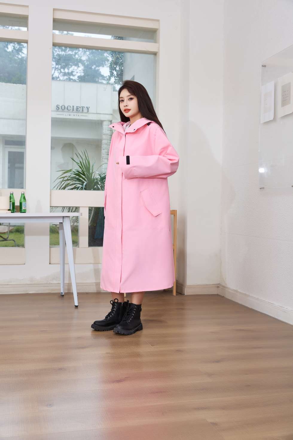 长款时尚雨衣塔斯隆覆膜面料多巴胺色系四色现货雨衣详情图6