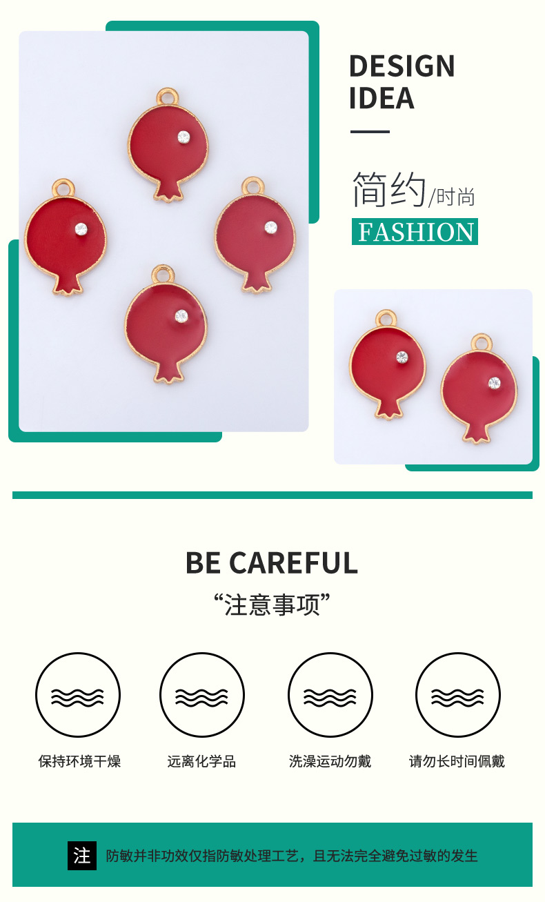 Xuping red fish-shaped titanium alloy pendant, silver jewelry, golden chain, Moissanite jewelry pic 3