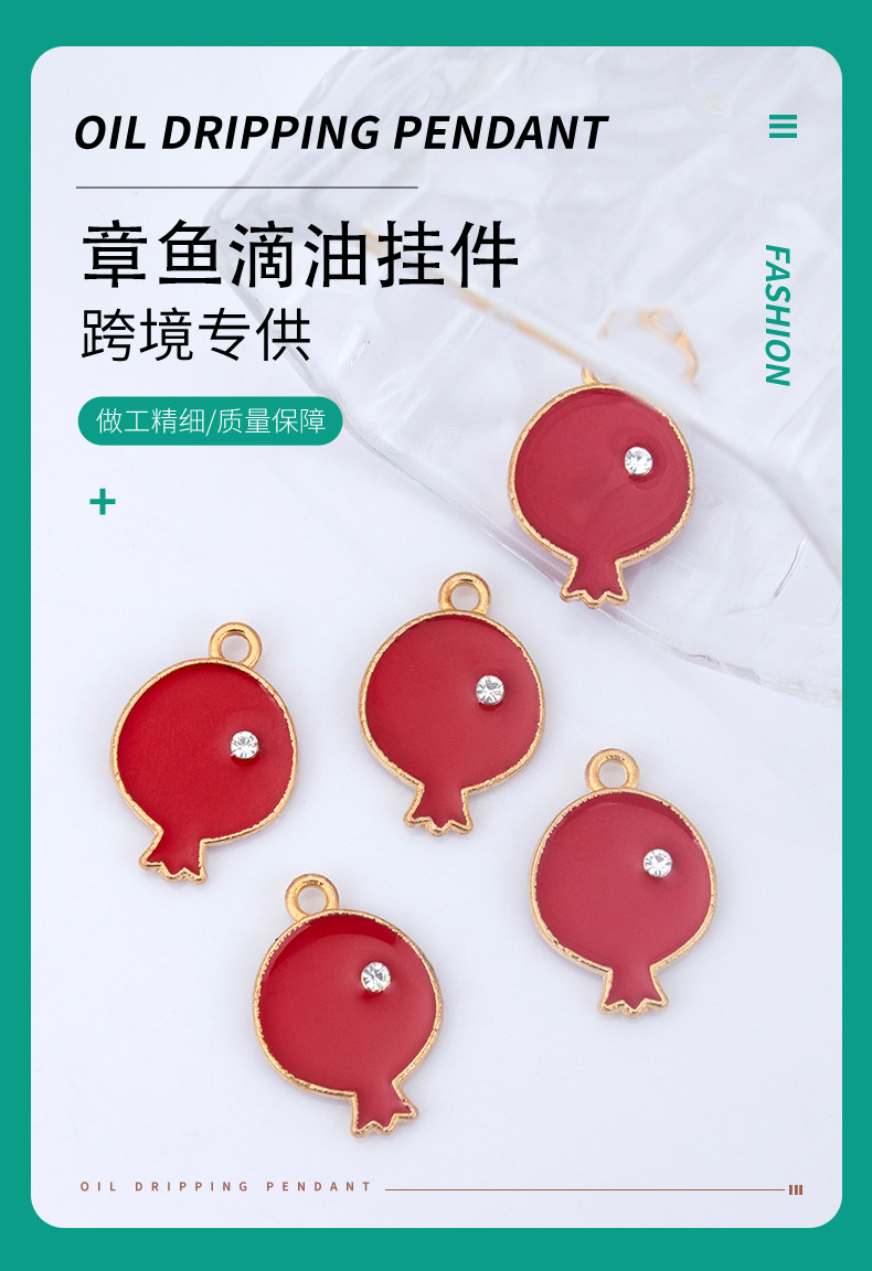 Xuping red fish-shaped titanium alloy pendant, silver jewelry, golden chain, Moissanite jewelry pic 1