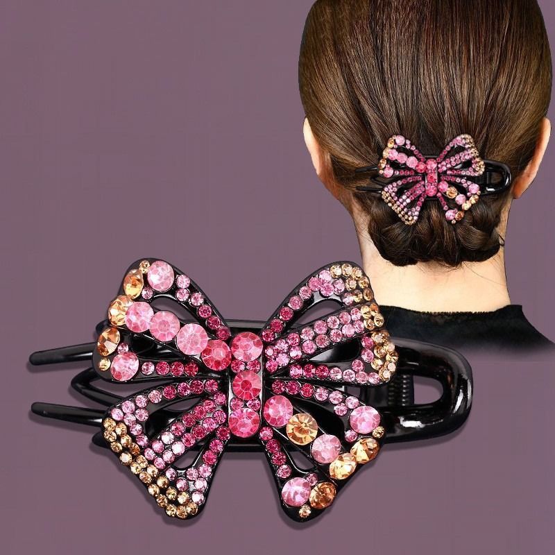 2026 New style hair clips, fashionable bow headwear, mom's new updo, high-end rhinestone hair clips at the back of the head detail image 5