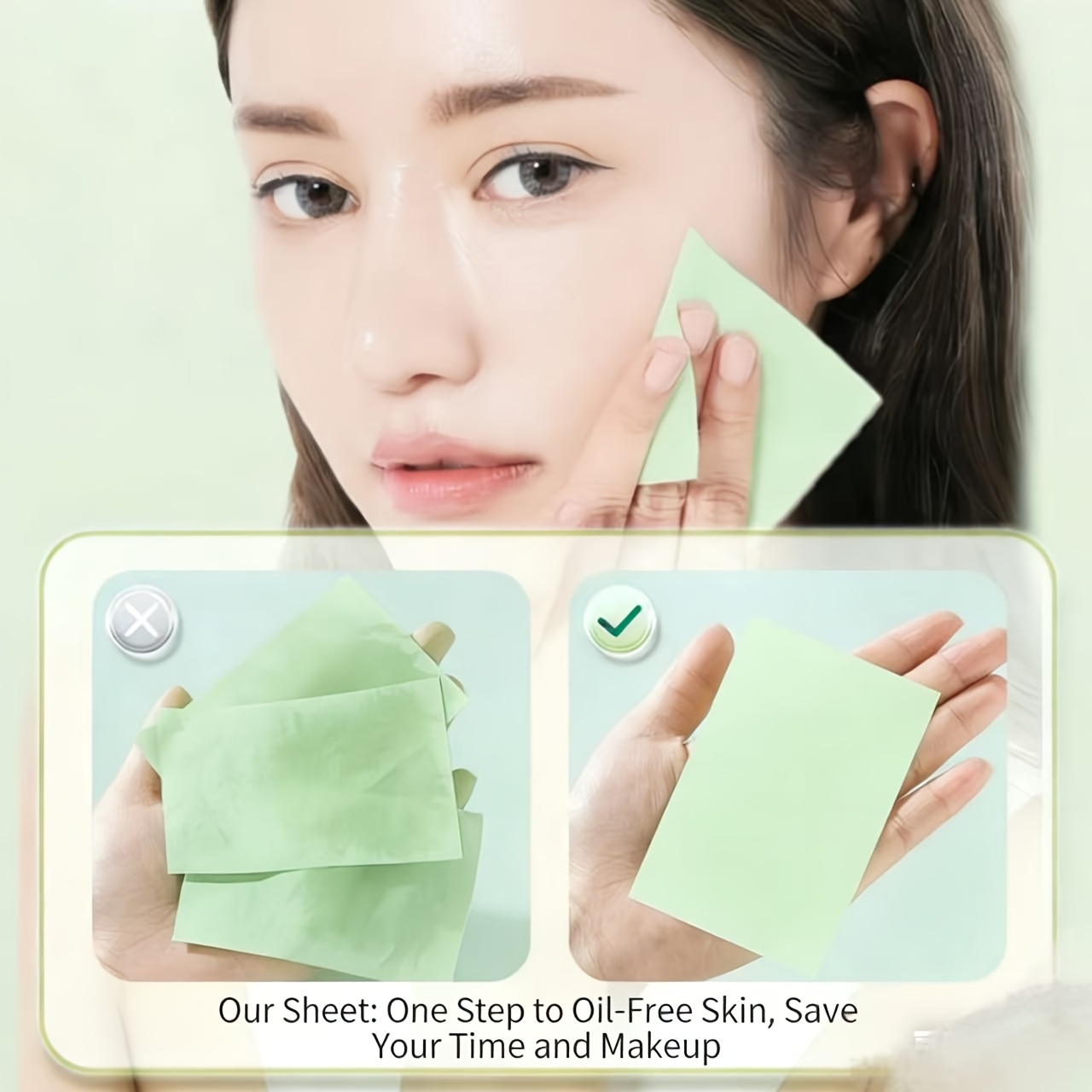 卡丁娜绿色吸油纸女性专用去油纸美妆清洁控油便携 超强控油力 不闷痘