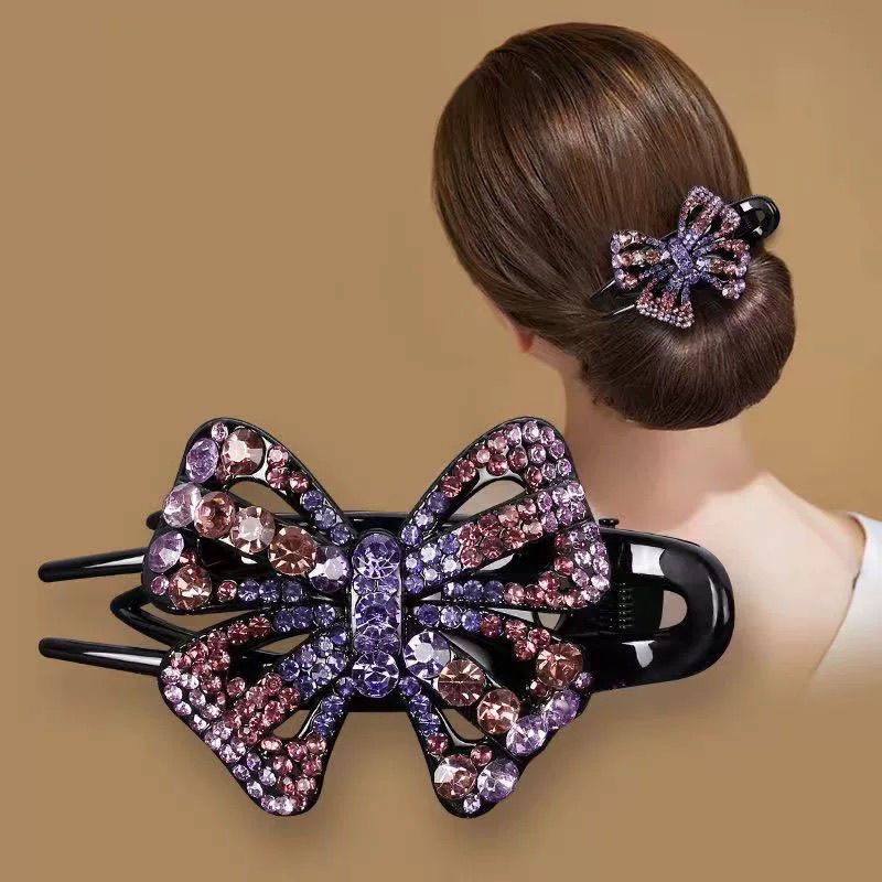 2026 New style hair clips, fashionable bow headwear, mom's new updo, high-end rhinestone hair clips at the back of the head Application Scenario