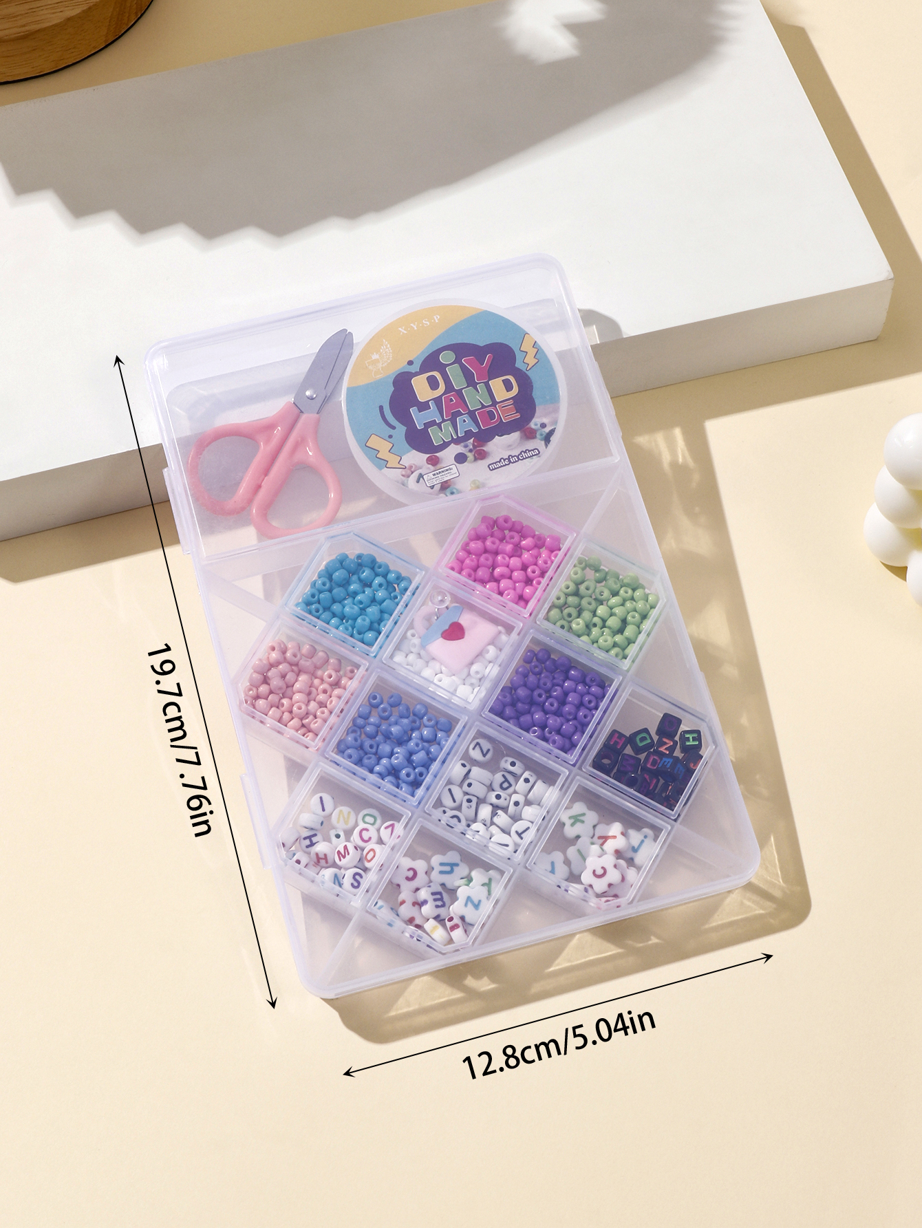 Beaded beads, children's toys, small accessories, bead sets, small cylindrical beads, creative DIY materials, bead sets, 13-grid bead sets, 2DIY Application Scenario