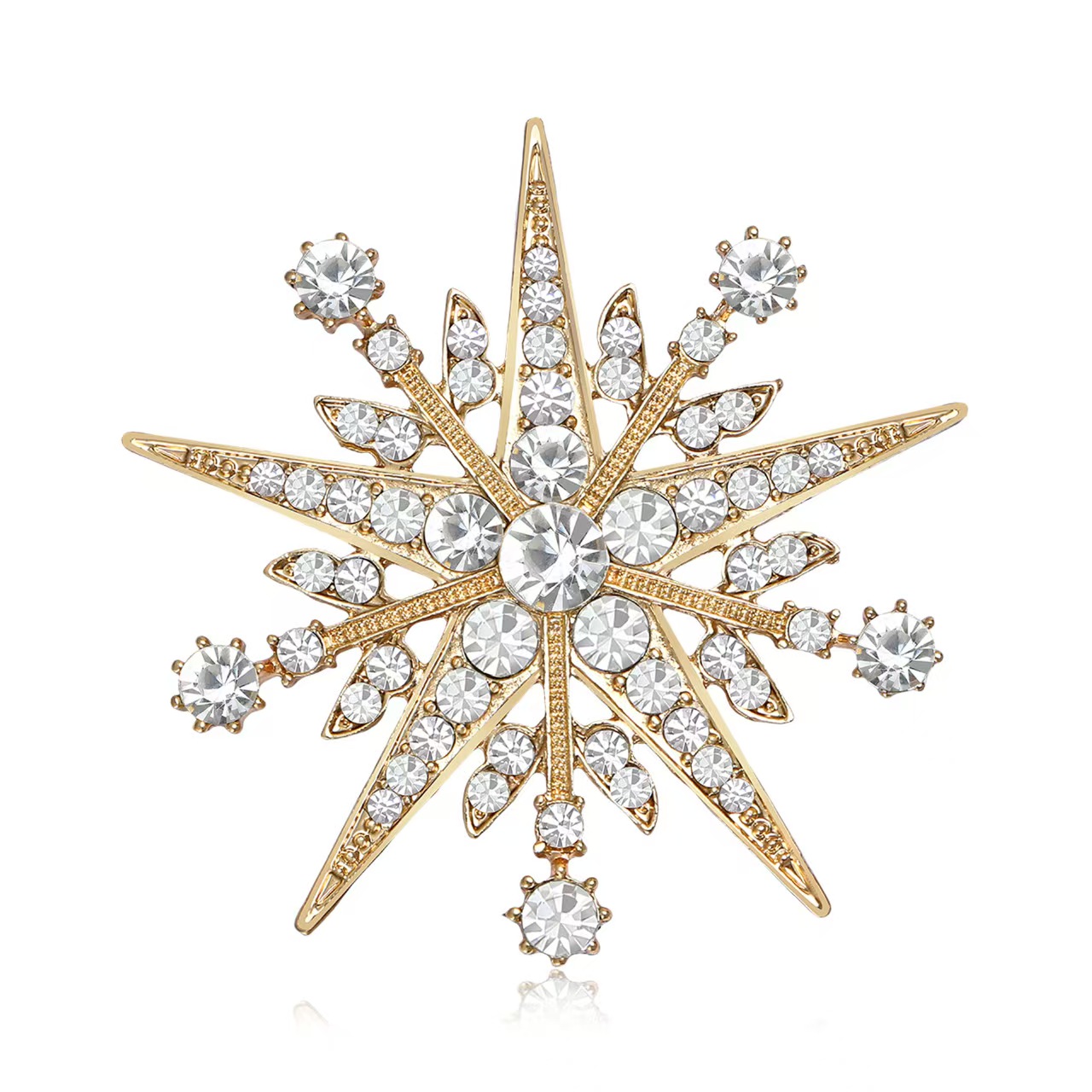 Elegant, luxurious and generous alloy rhinestone heavy industry large snowflake brooch, luxurious women's clothing brooch accessory pin Specification image