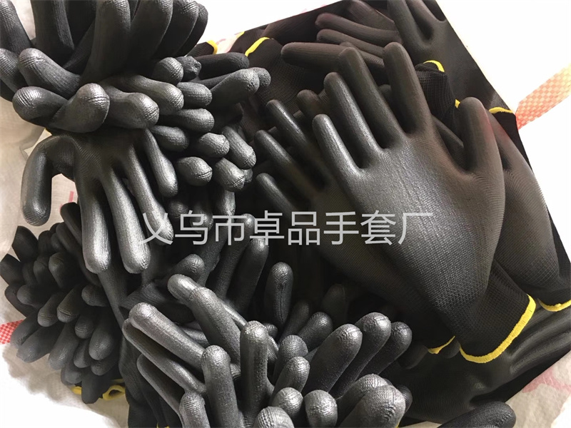 Black PU coated palm gloves, dust-free electronic factory protection, anti-static, breathable, thin coated labor protection gloves pic 14