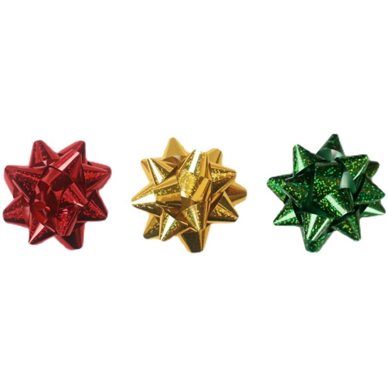 Christmas Star Flower gift box, bow, green, gold and red birthday and New Year gift, gift decoration, three-dimensional flower ball details Picture