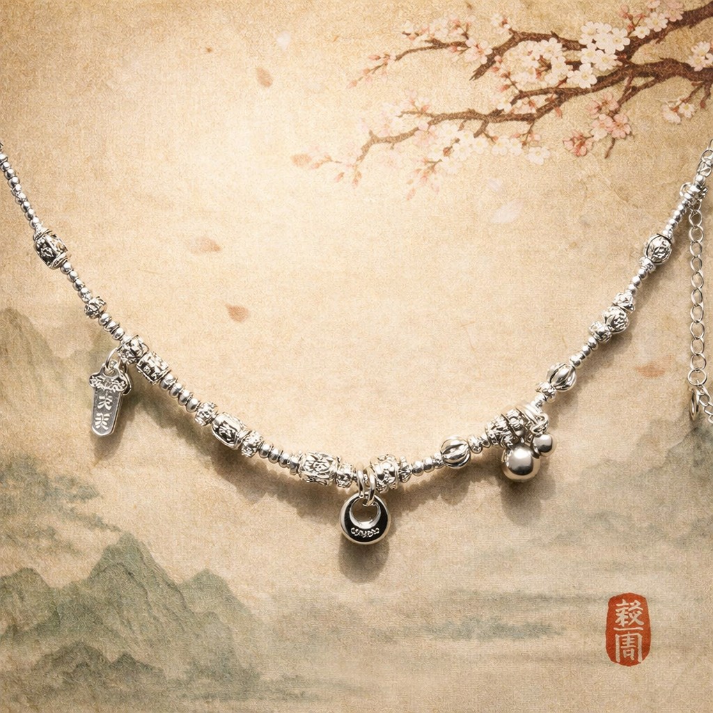 Fashionable and exquisite 925 Silver Ruyi Bell Beaded Bracelet for Women: A new Chinese-style niche design sense, light luxury, fair appearance, good fortune and blessings