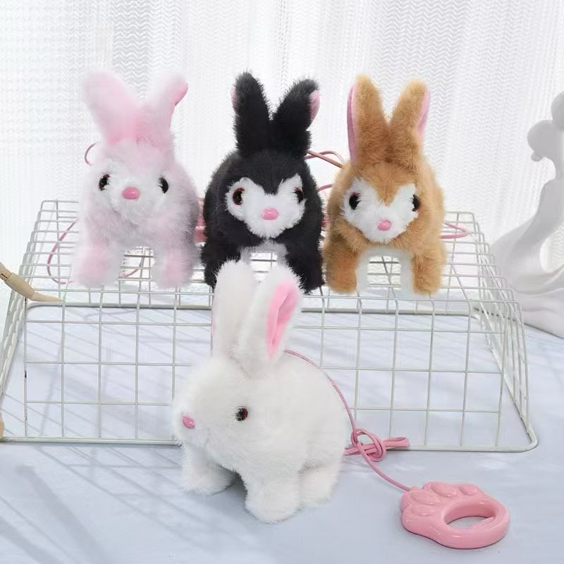 学说话，发光，牵绳子毛绒小兔