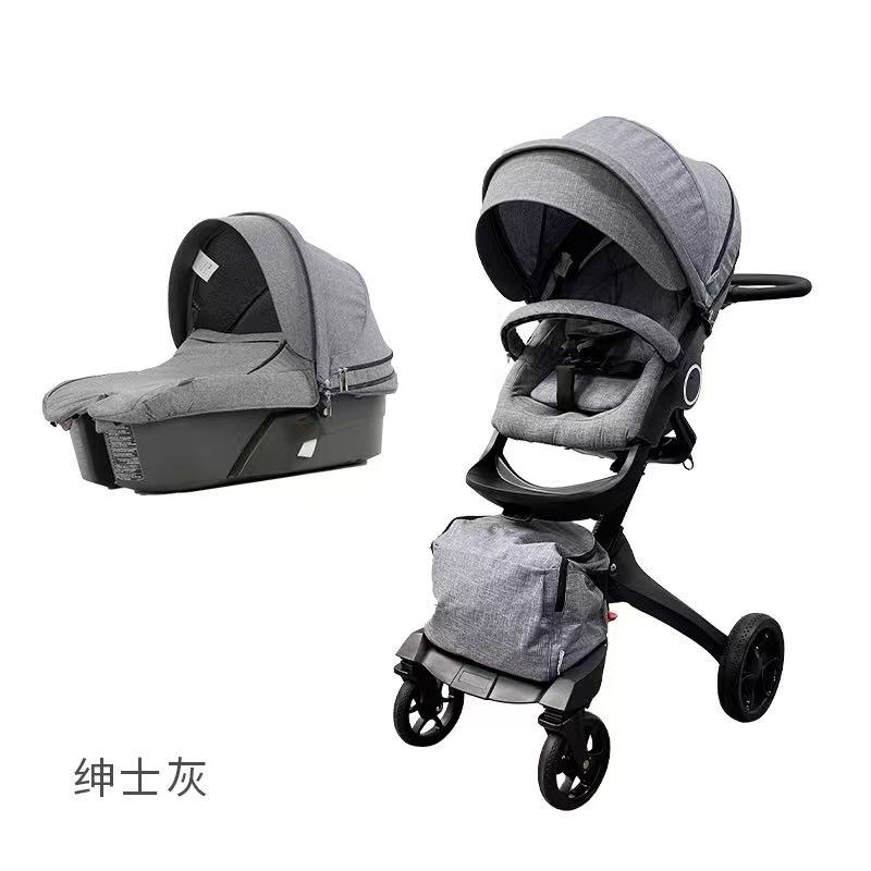 婴儿推车带睡篮二合一推车座椅换向高低可调带妈妈包详情图2