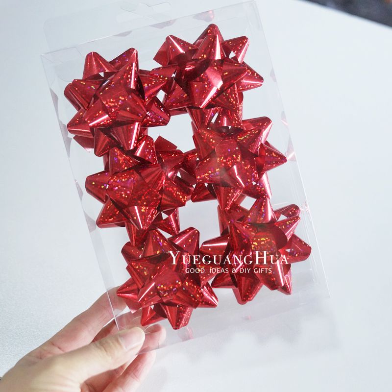 Christmas Star Flower gift box, bow, green, gold and red birthday and New Year gift, gift decoration, three-dimensional flower ball Item Picture