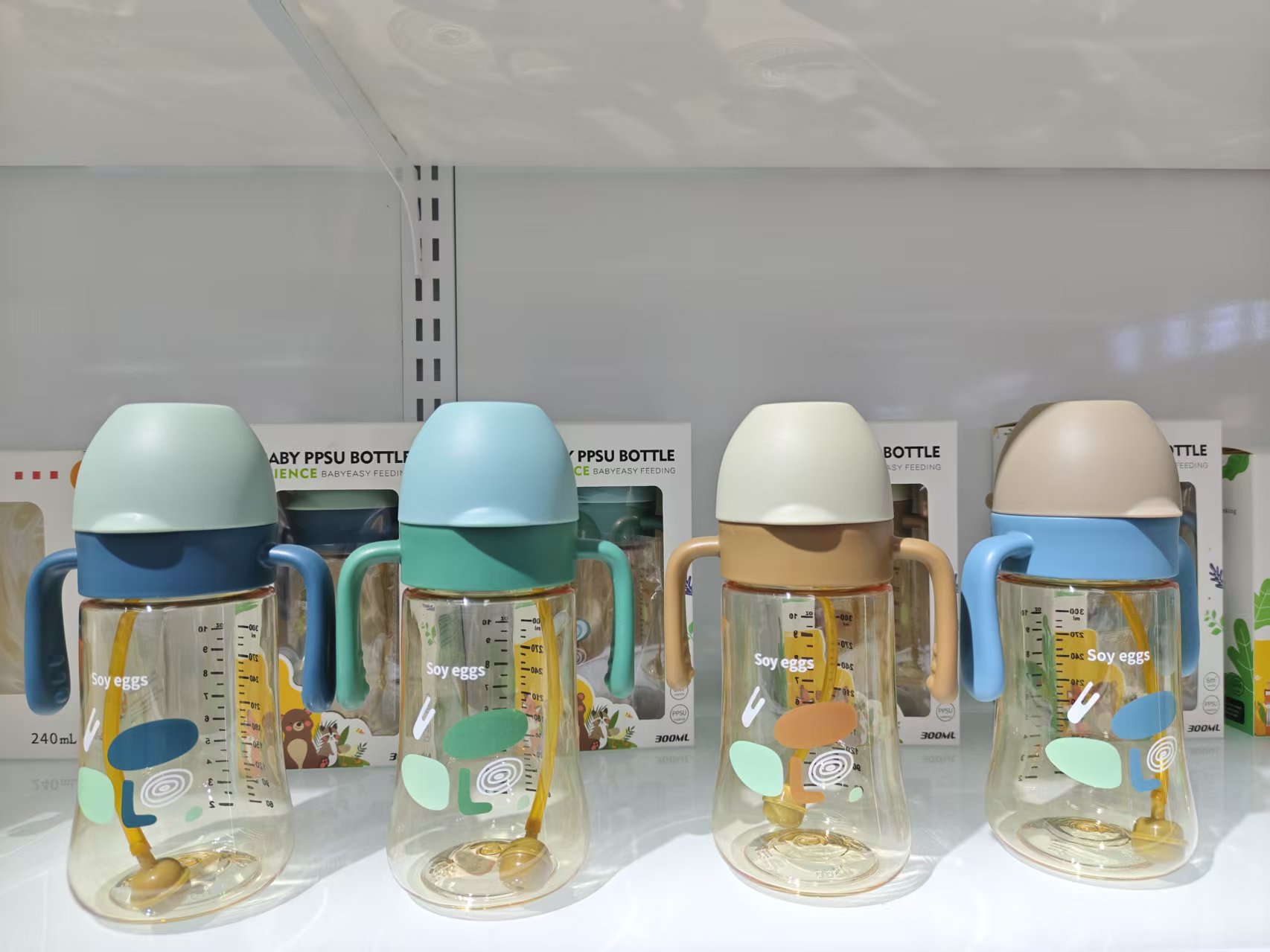300ML 240ML 翻盖奶瓶 婴儿奶瓶 母婴用品 硅胶防胀气奶嘴宽口塑料奶瓶