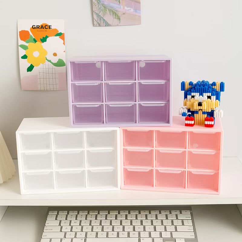 Nine-grid drawer cabinet, office storage, desktop file cabinet, figurine storage box detail image 5