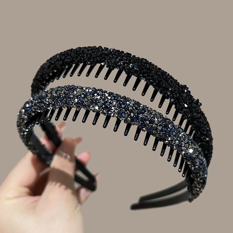 High-end headband, rhinestone, high skull, broken hair, hairpin, hair tie, headwear, French retro, toothed hairband, anti-slip face wash for women