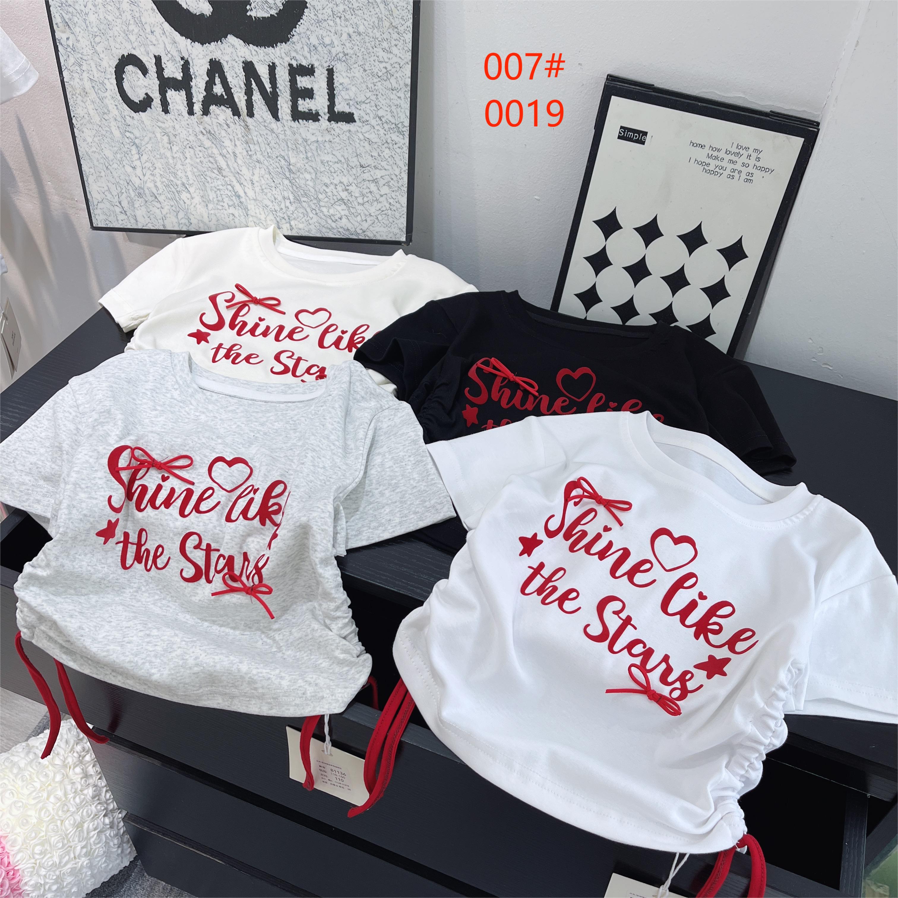 四件装Shine like the Stars红色刺绣T恤男式休闲短袖