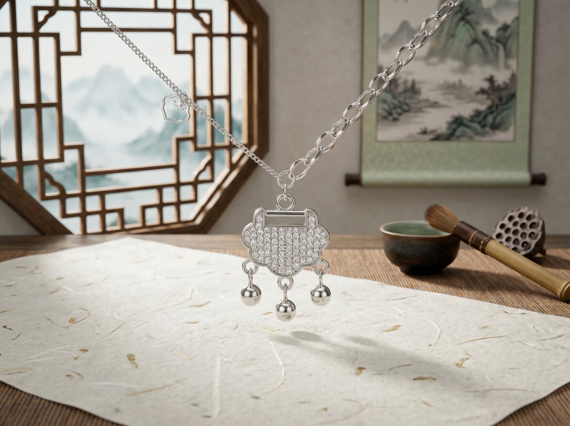 Fashionable and exquisite 925 Silver Cloud Lock Flowing Light New Chinese-style tassel bracelet for women, a popular design sense, light luxury, fair appearance, good fortune and agility, a handy accessory