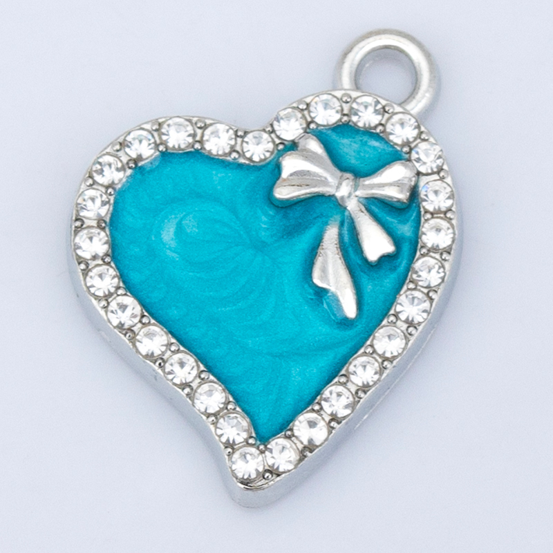 diy creative jewelry accessories, new heart-shaped necklaces, bracelets, pendants and small pendants with inlaid rhinestones, wholesale diy accessories, heart-shaped oil-dripping necklaces, bracelets, pendants and small pendants, factory direct sales Item Picture