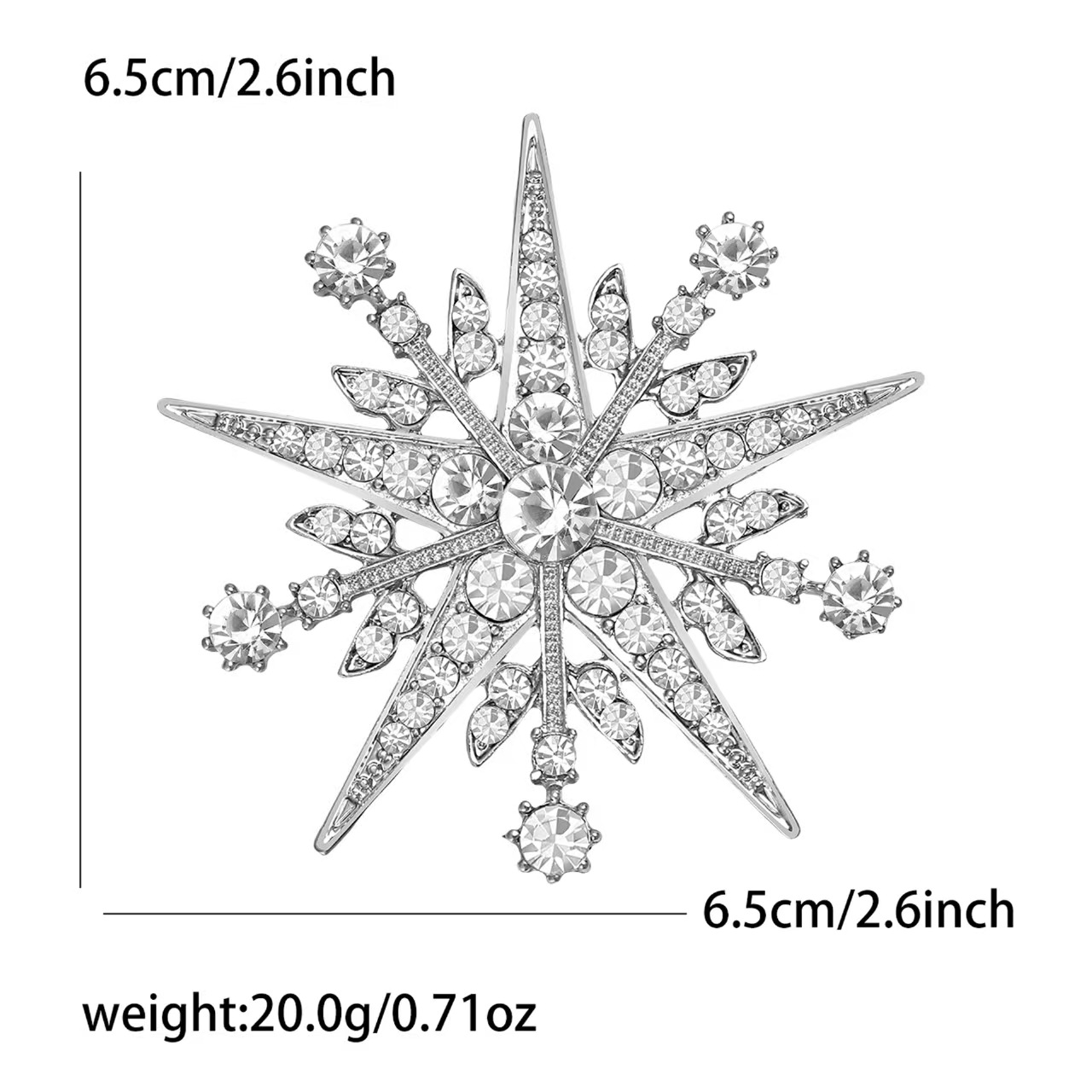 Elegant, luxurious and generous alloy rhinestone heavy industry large snowflake brooch, luxurious women's clothing brooch accessory pin Application Scenario