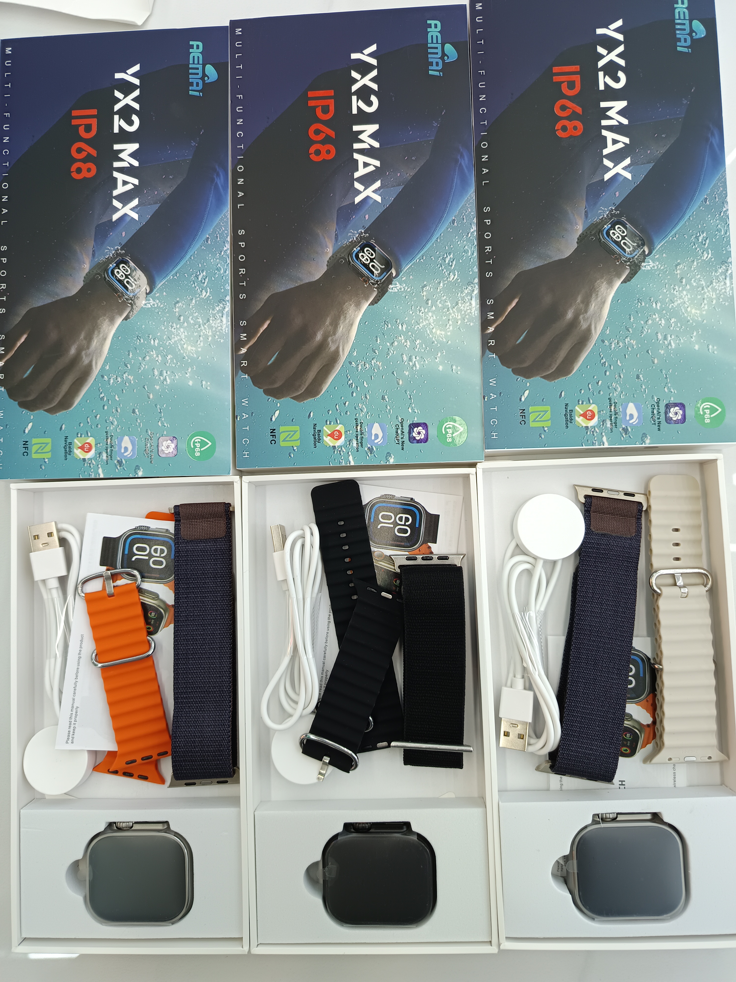 AEMAI  YX2智能运动手表大屏高配监测心率运动睡眠2条表带