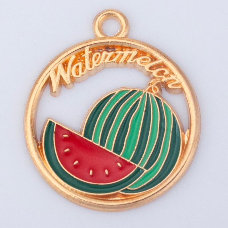New creative alloy single pendant jewelry, diy accessories, cartoon watermelon oil drip necklace, bracelet, pendant, hanging piece wholesale, other jewelry accessories, fashionable and individual hanging ornaments, necklace pendants, keychains, small items, decorative items Item Picture