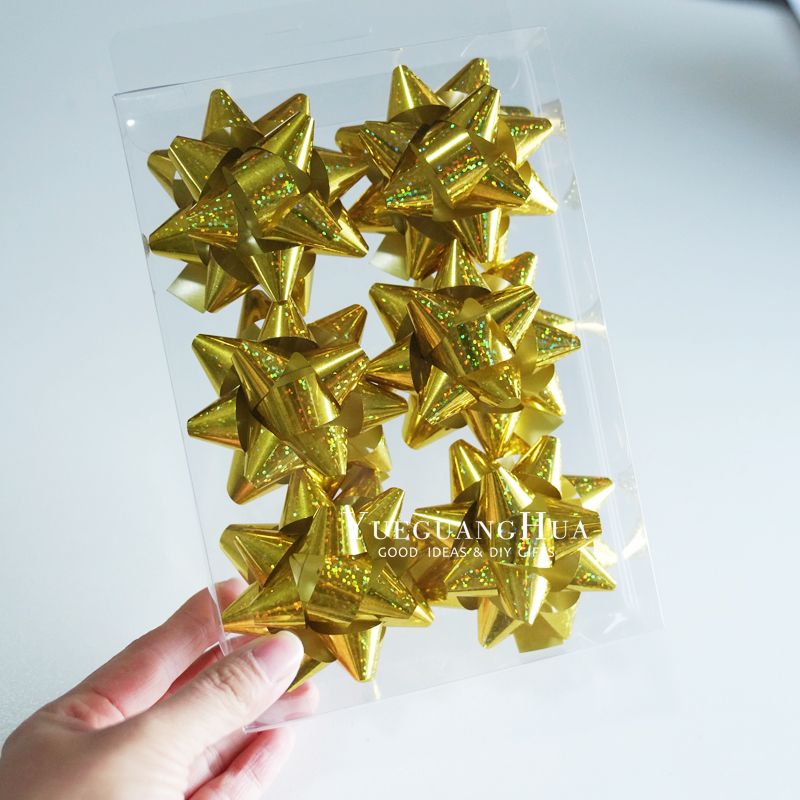 Christmas Star Flower gift box, bow, green, gold and red birthday and New Year gift, gift decoration, three-dimensional flower ball Specification image