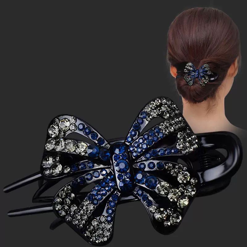 2026 New style hair clips, fashionable bow headwear, mom's new updo, high-end rhinestone hair clips at the back of the head details Picture
