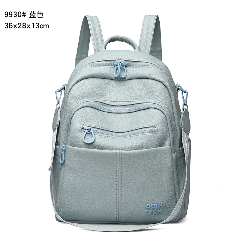 Equipaje de pleufang yilding industria de la bolsa nueva versión coreana de gran capacidad mochila de cuero suave para mujeres al aire libre mochila de ocio Specification image