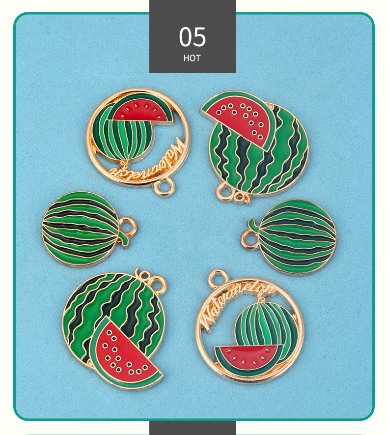 New creative alloy single pendant jewelry, diy accessories, cartoon watermelon oil drip necklace, bracelet, pendant, hanging piece wholesale, other jewelry accessories, fashionable and individual hanging ornaments, necklace pendants, keychains, small items, decorative items pic 7