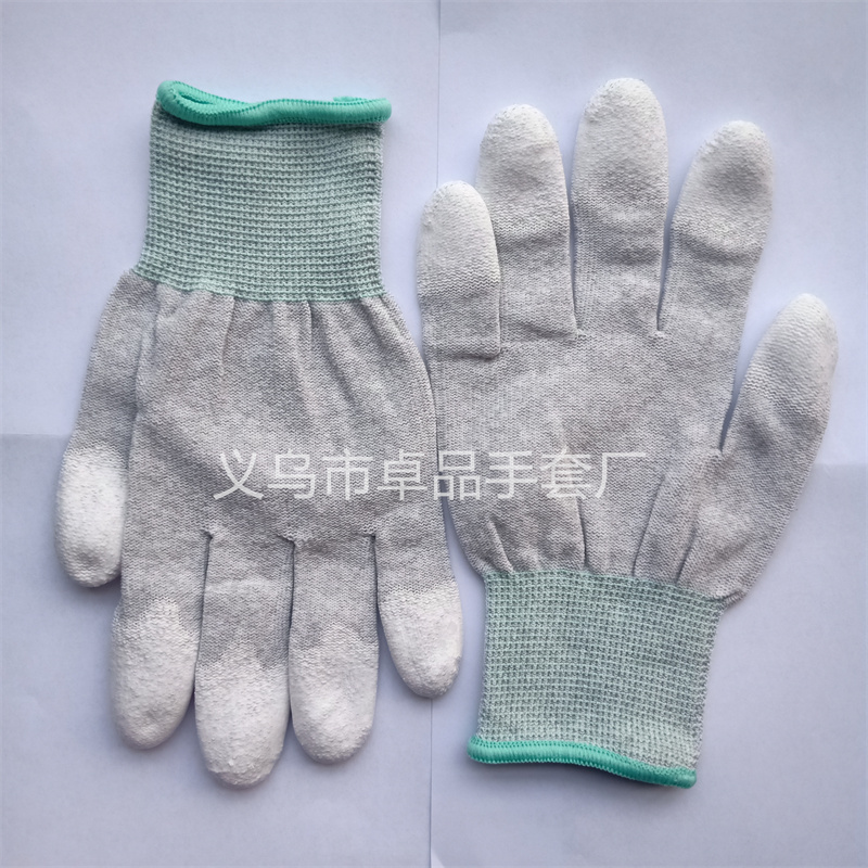 Anti-static carbon fiber PU coated finger gloves, wear-resistant, anti-slip, breathable, dust-free, outdoor work gloves for electronic factory workshops Specification image