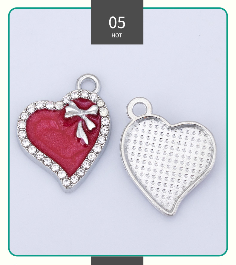 diy creative jewelry accessories, new heart-shaped necklaces, bracelets, pendants and small pendants with inlaid rhinestones, wholesale diy accessories, heart-shaped oil-dripping necklaces, bracelets, pendants and small pendants, factory direct sales pic 7