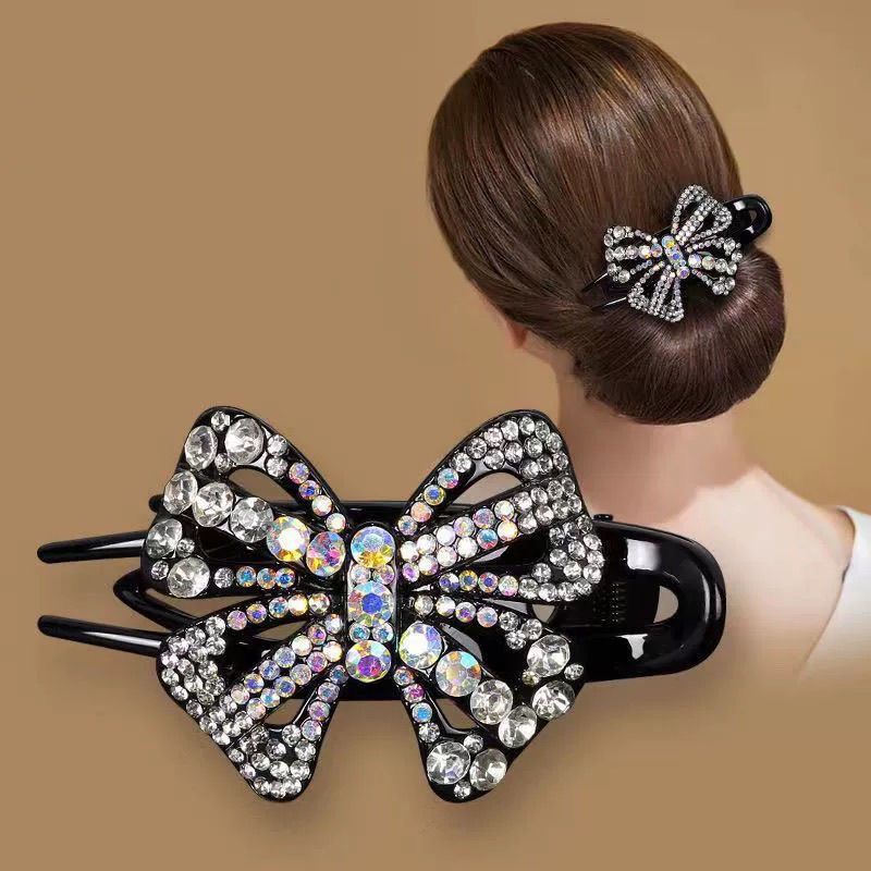 2026 New style hair clips, fashionable bow headwear, mom's new updo, high-end rhinestone hair clips at the back of the head Specification image