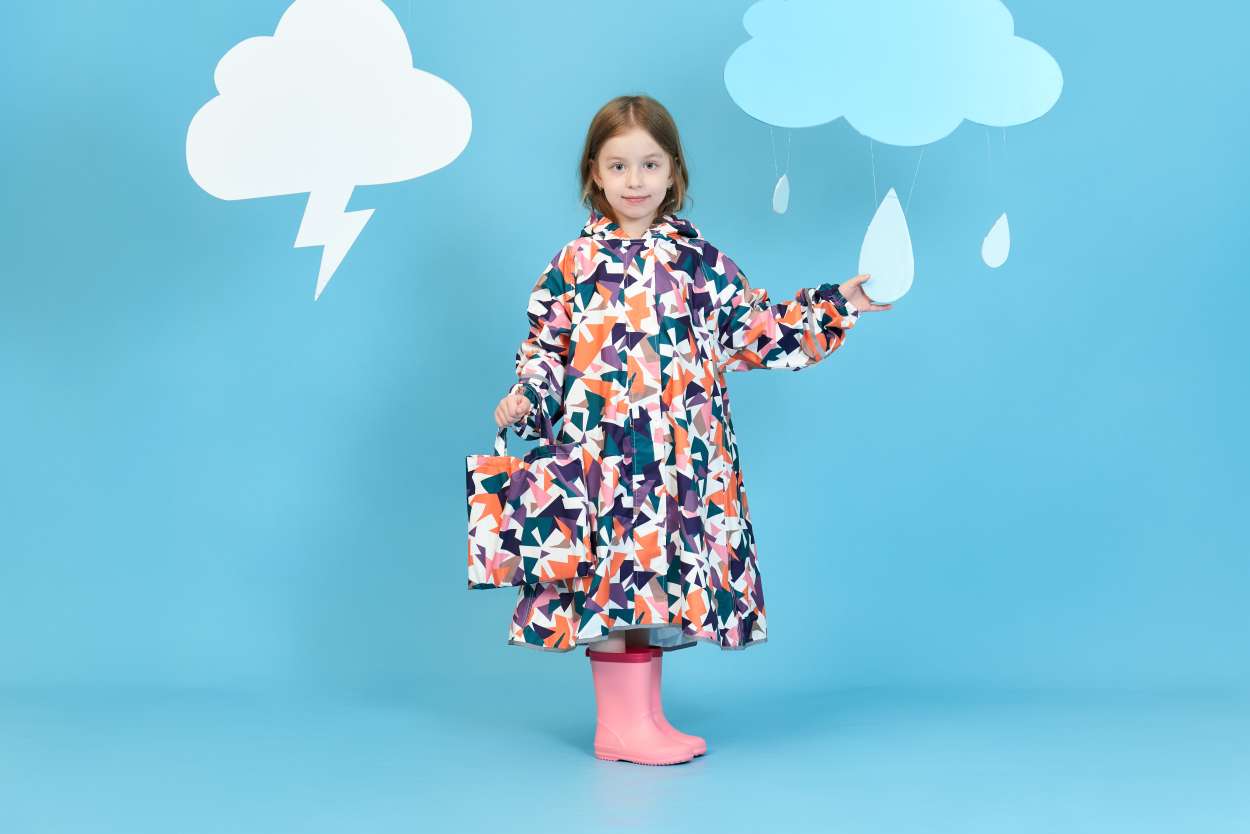 儿童背包雨衣满印多色图案学生男孩女孩上学通勤反光安全防暴雨多尺码可选环保无气味柔软布料时尚网红宝妈必选雨衣【几何花朵】细节图