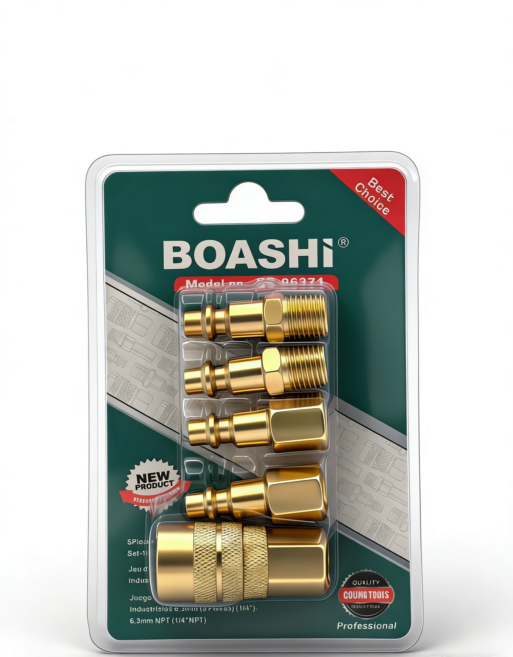 BOASHI golden connector set spring air tube terminal copper nose tool accessory spring air tube