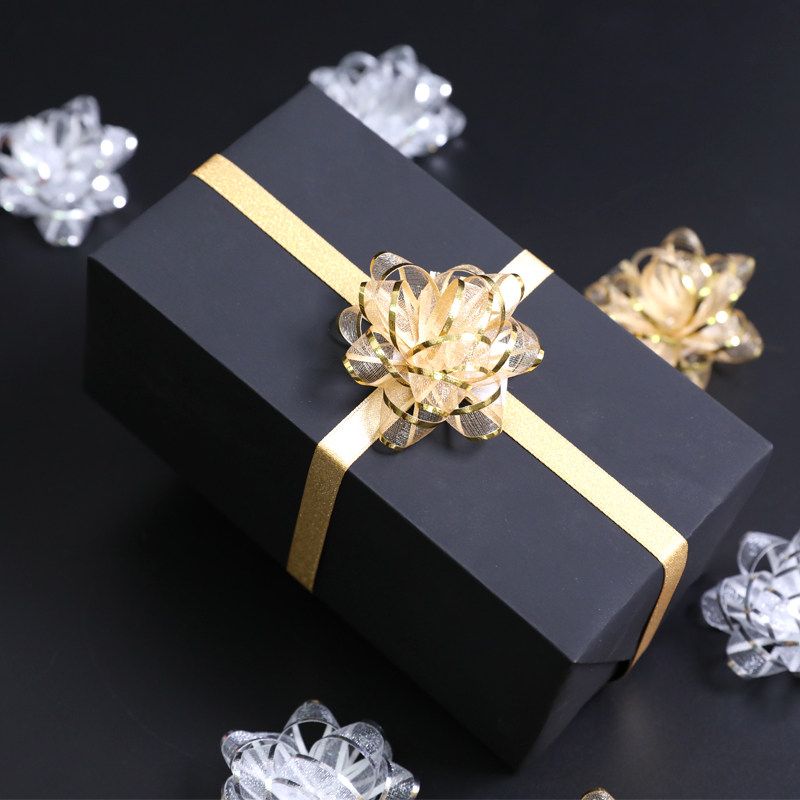 Snow gauze star flower, gold and silver gift box, latte art, Christmas, festival and birthday decoration, semi-circular transparent flower ball details Picture